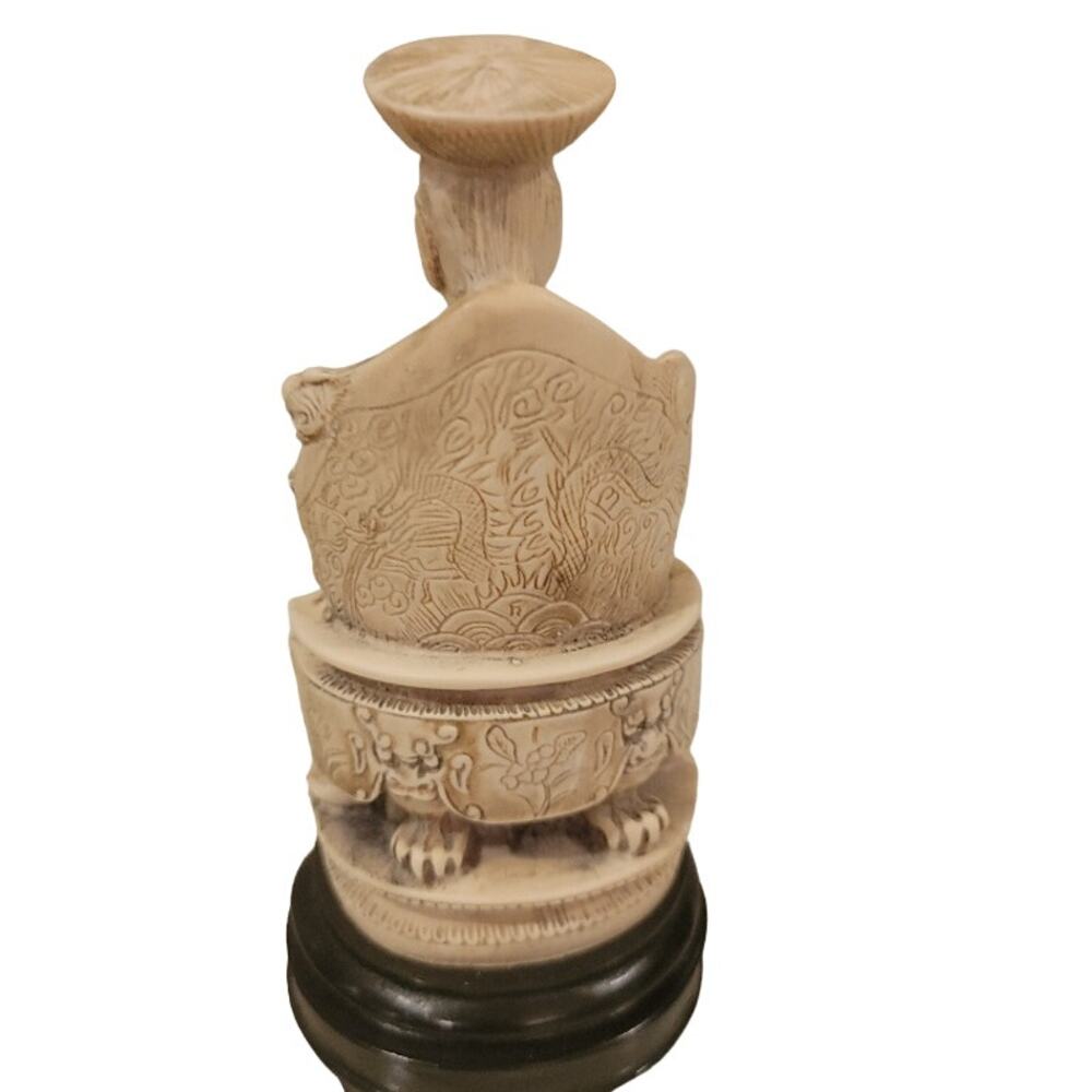 Vintage Japanese Dynasty Emperor Sculpture Ivory Home Decor - Picture 3 of 10
